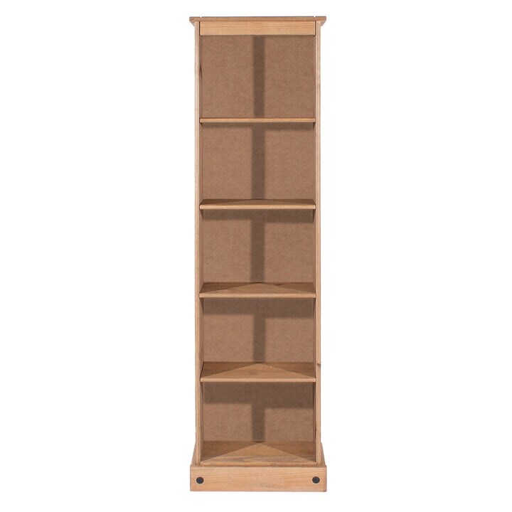 Tall thin wooden shop bookcase